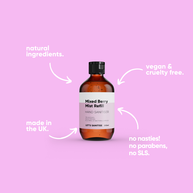 mixed berry hand sanitiser mist refill product details