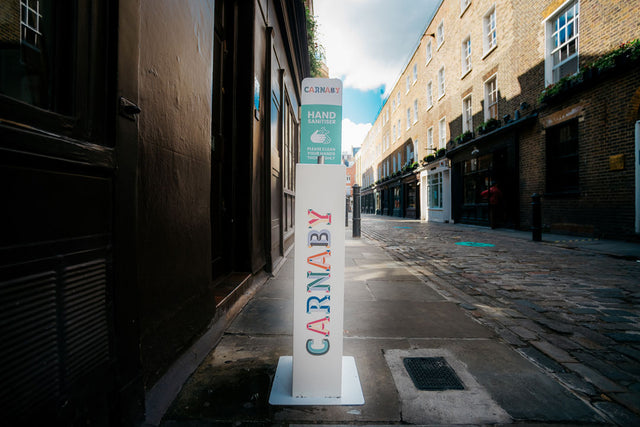 Carnaby and Chinatown Branded Hand Sanitiser Stations